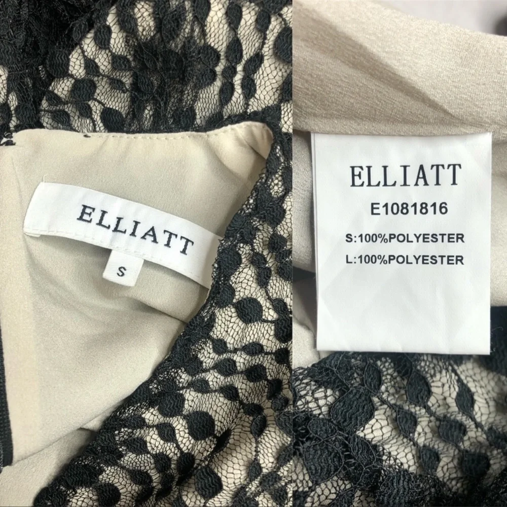 Elliatt Venice Lace Ruffle Ruched Mini Dress Small Cocktail Vneck Frill … - Picture 4 of 12